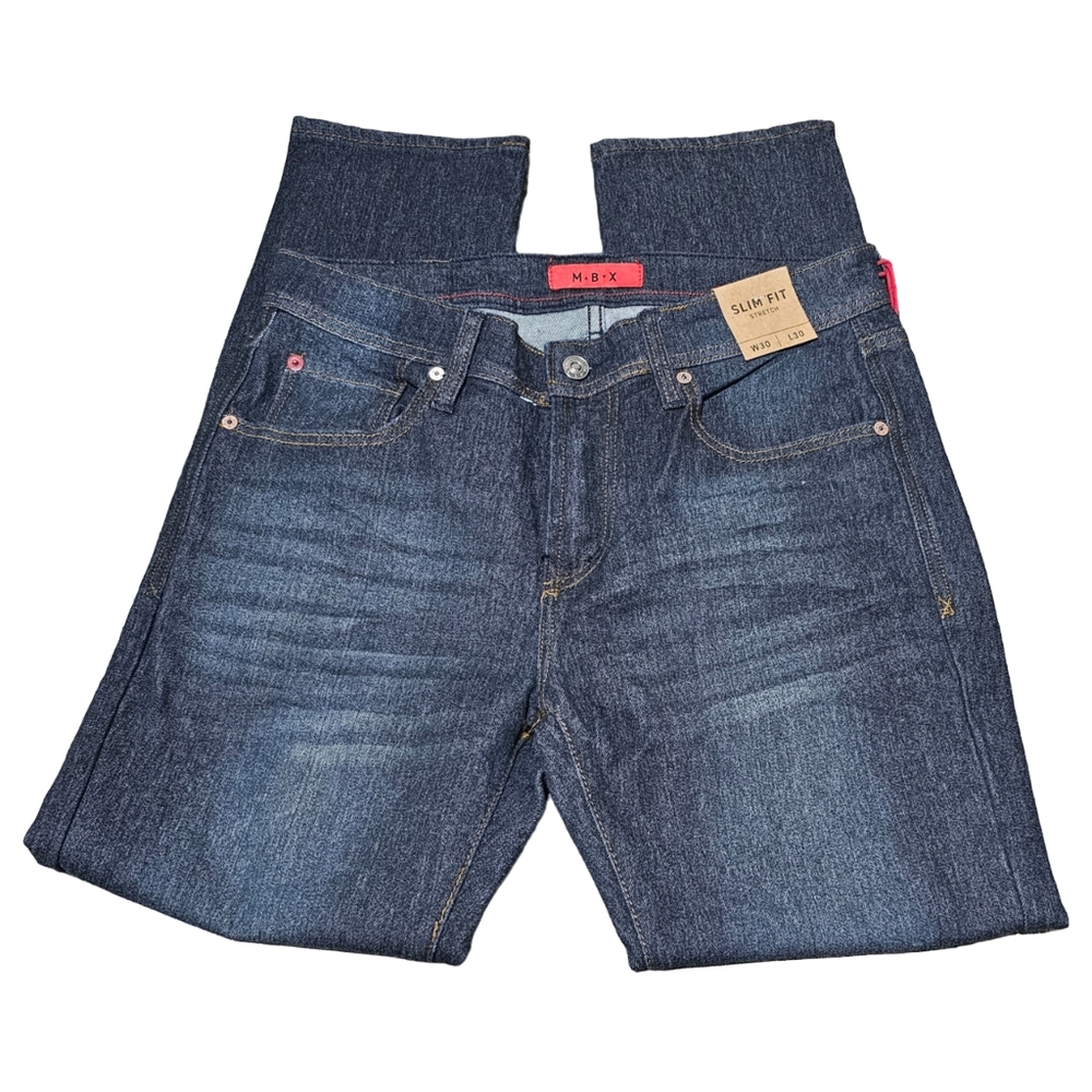 NWT Men's MBX Dark Blue Slim Fit Stretch Denim Jeans